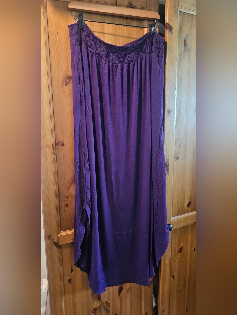 3X Women's Purple Smocked Waist Maxi Skirt